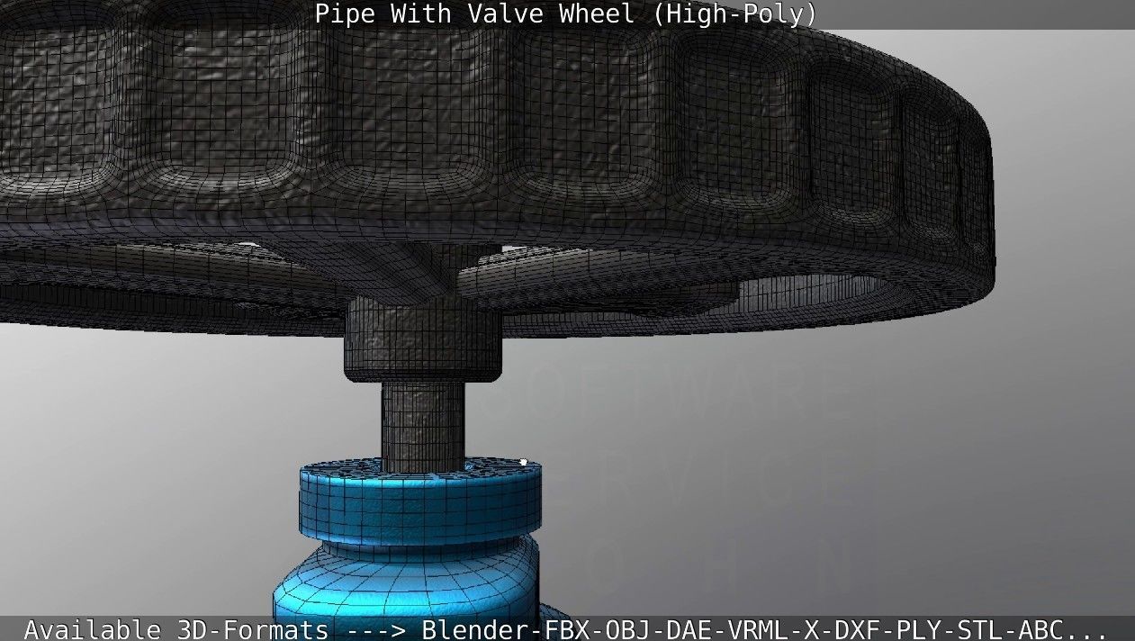 Pipe With Valve Wheel High-Poly 3D model_65
