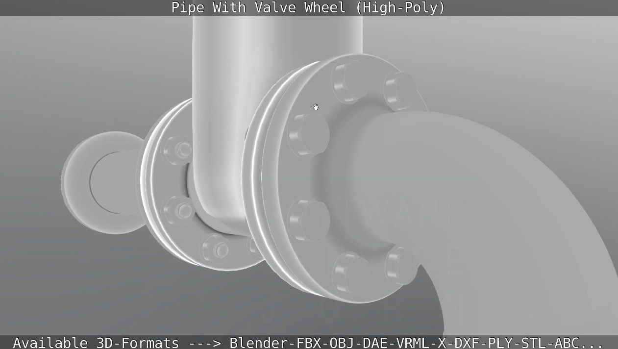 Pipe With Valve Wheel High-Poly 3D model_103