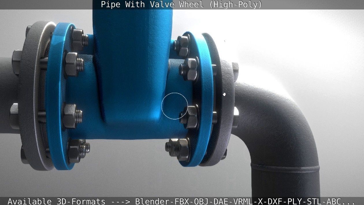 Pipe With Valve Wheel High-Poly 3D model_43