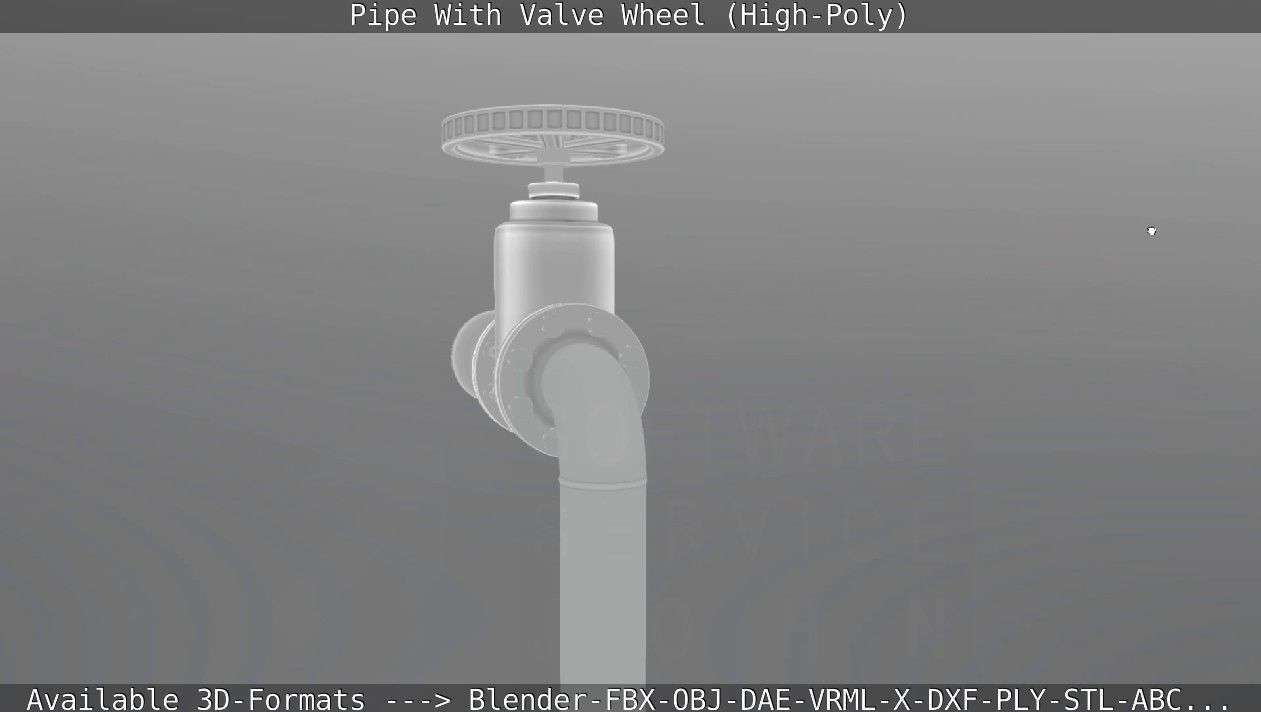 Pipe With Valve Wheel High-Poly 3D model_114