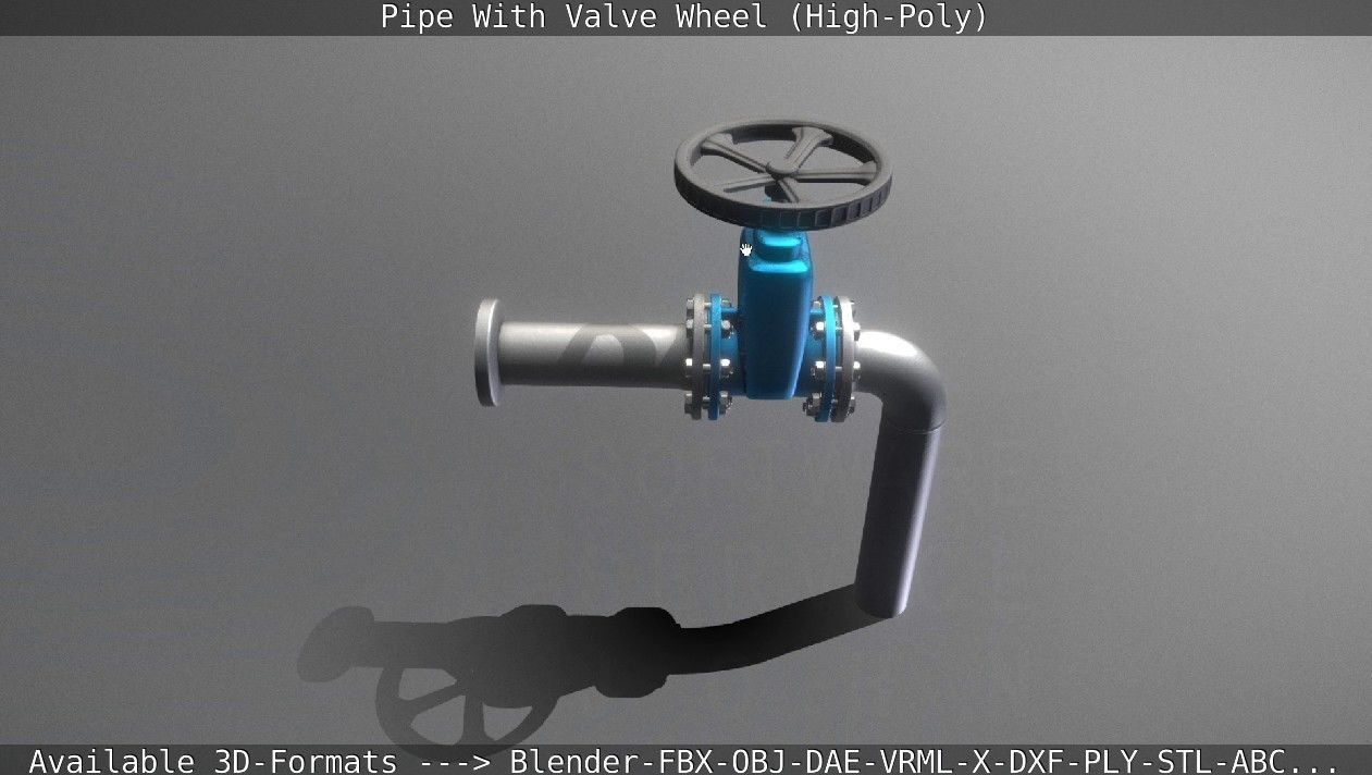 Pipe With Valve Wheel High-Poly 3D model_15