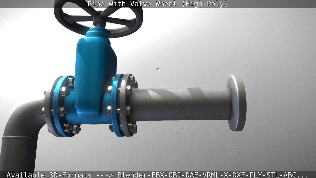 Pipe With Valve Wheel High-Poly 3D model_85
