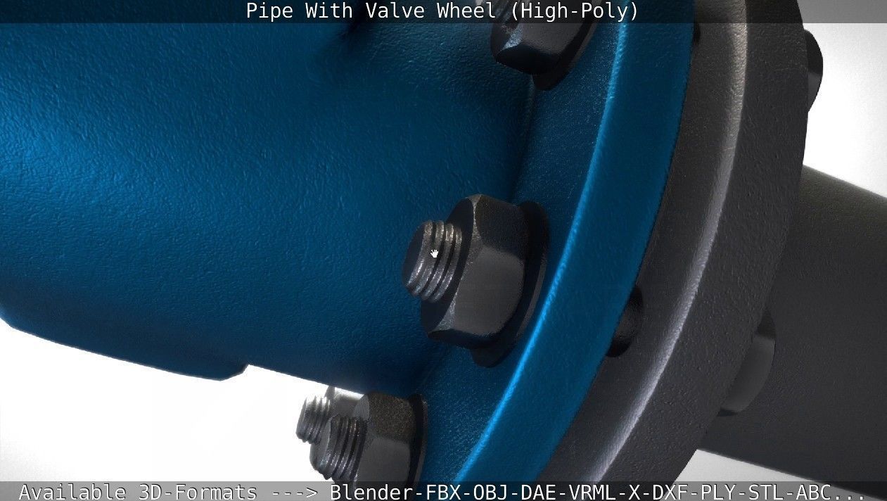 Pipe With Valve Wheel High-Poly 3D model_113