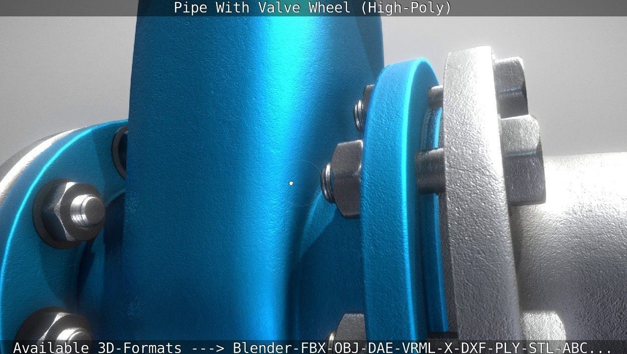 Pipe With Valve Wheel High-Poly 3D model_14