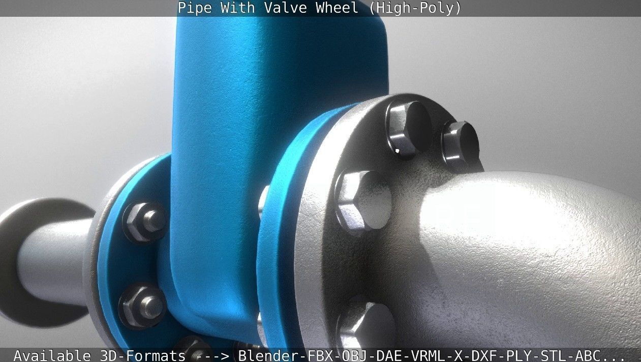 Pipe With Valve Wheel High-Poly 3D model_20