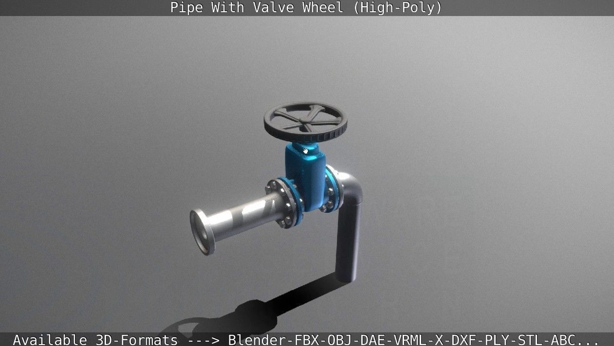 Pipe With Valve Wheel High-Poly 3D model_140