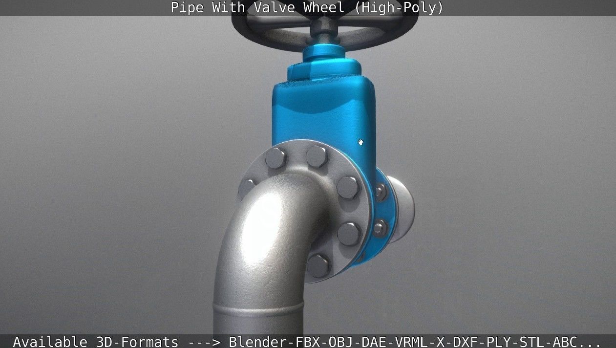 Pipe With Valve Wheel High-Poly 3D model_77