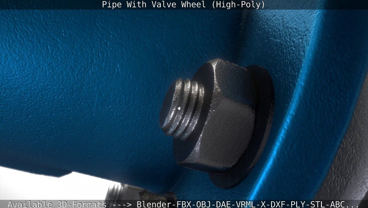 Pipe With Valve Wheel High-Poly 3D model_116