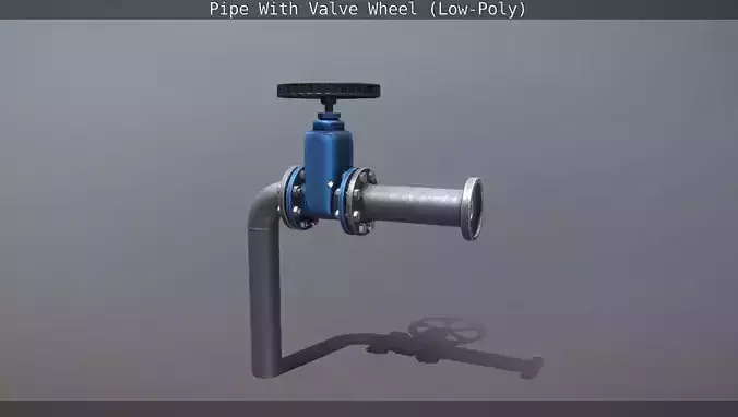 Pipe With Valve Wheel Low-Poly Low-poly 3D model