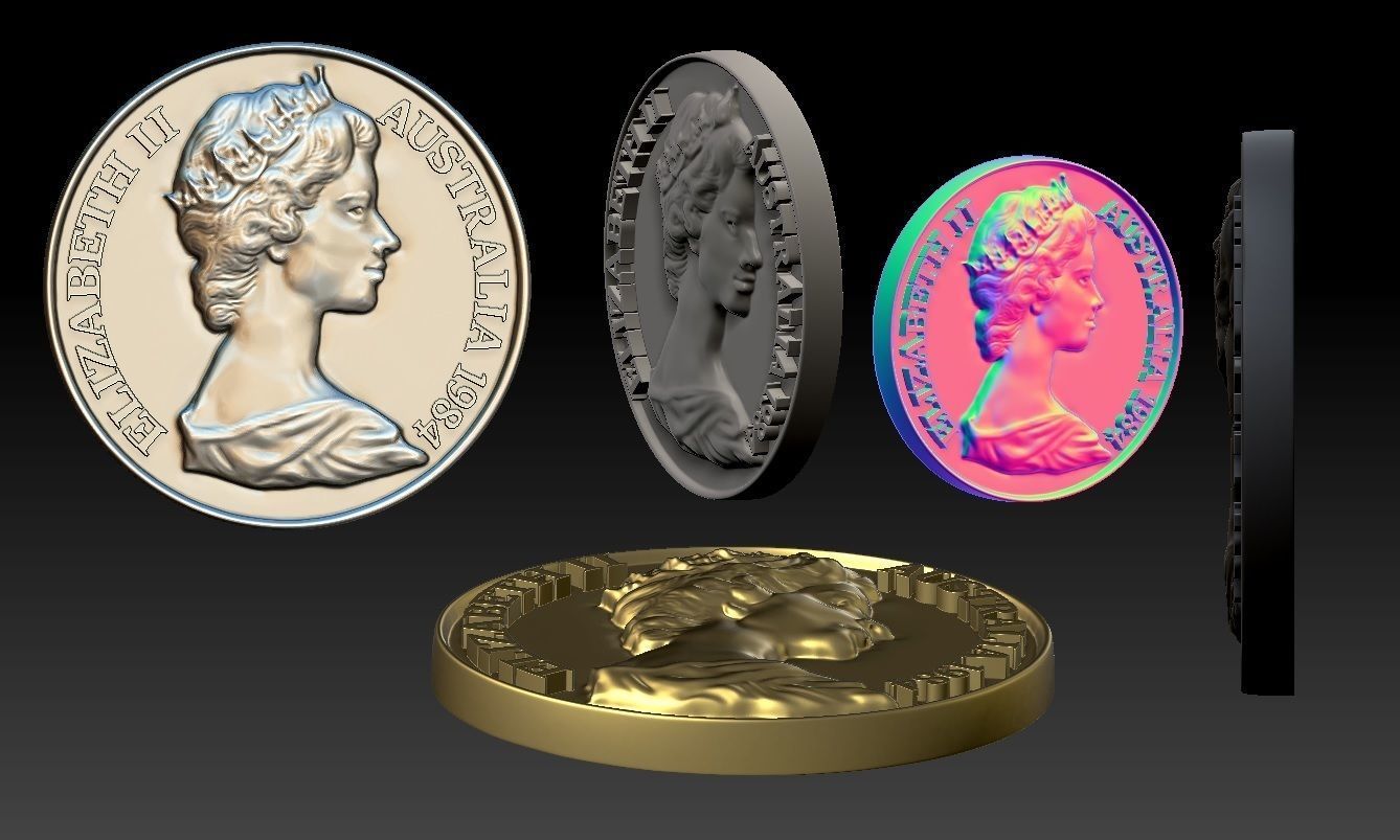 coin 2 queen elizabeth ii 3D print model_1