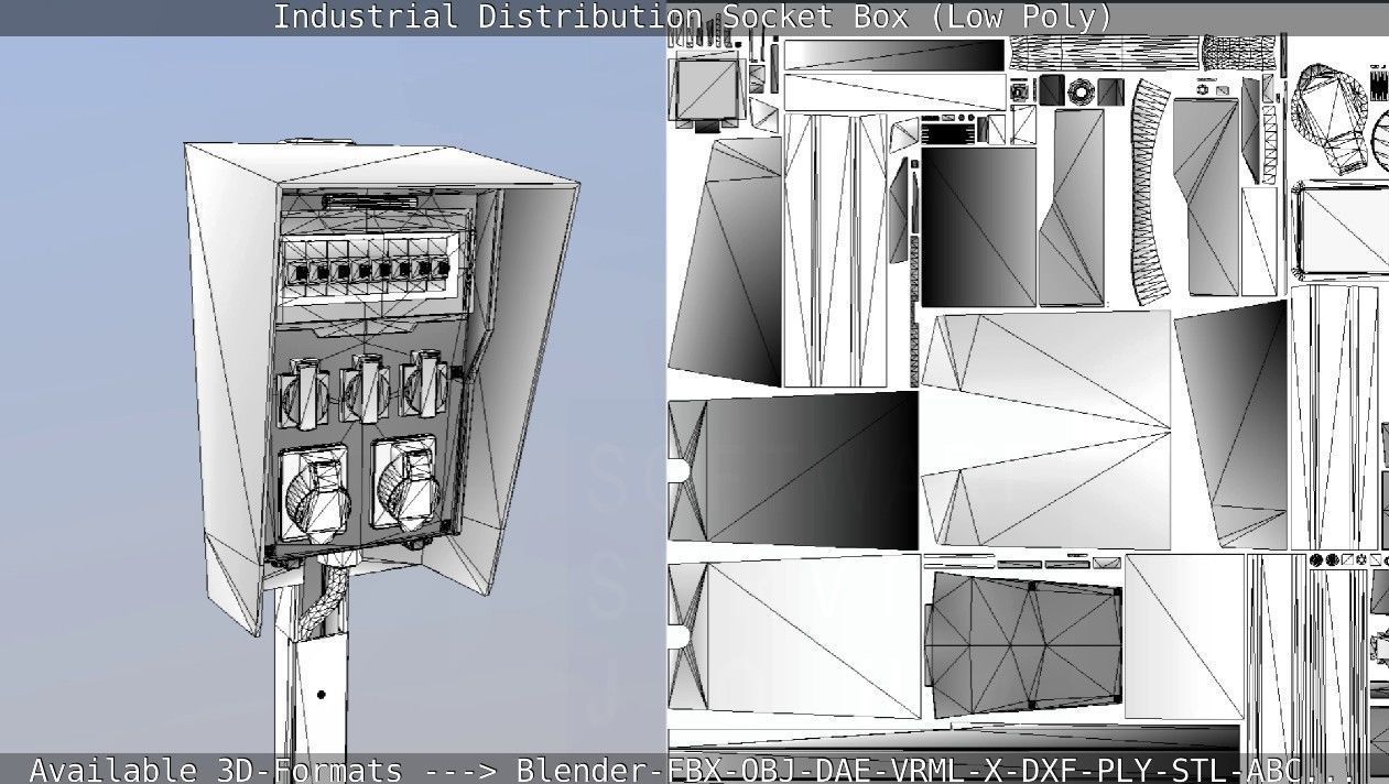 Industrial Distribution Socket Box High and  Low-Poly 3D Model Collection_18