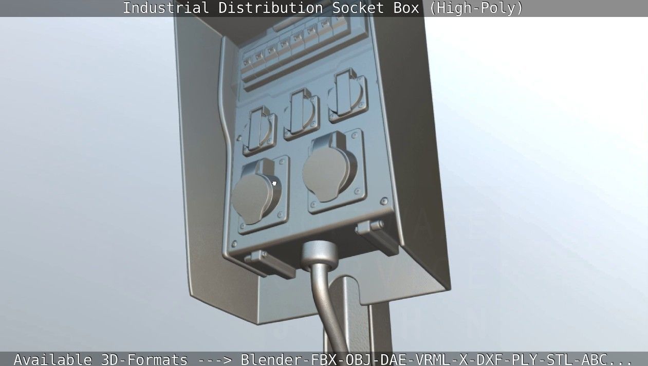 Industrial Distribution Socket Box High and  Low-Poly 3D Model Collection_27