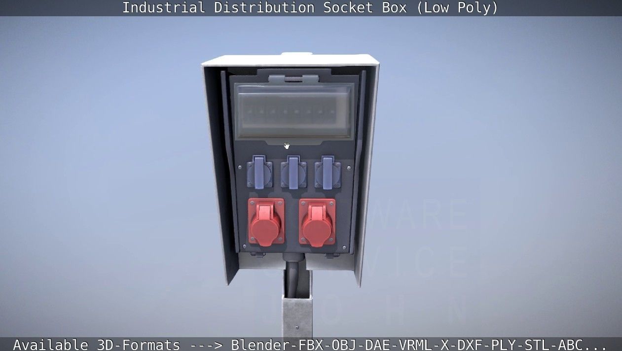 Industrial Distribution Socket Box High and  Low-Poly 3D Model Collection_15