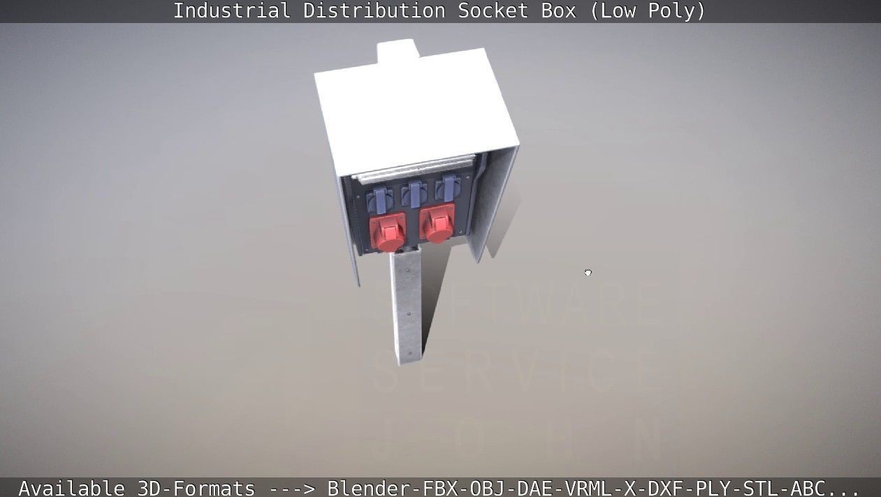 Industrial Distribution Socket Box High and  Low-Poly 3D Model Collection_9