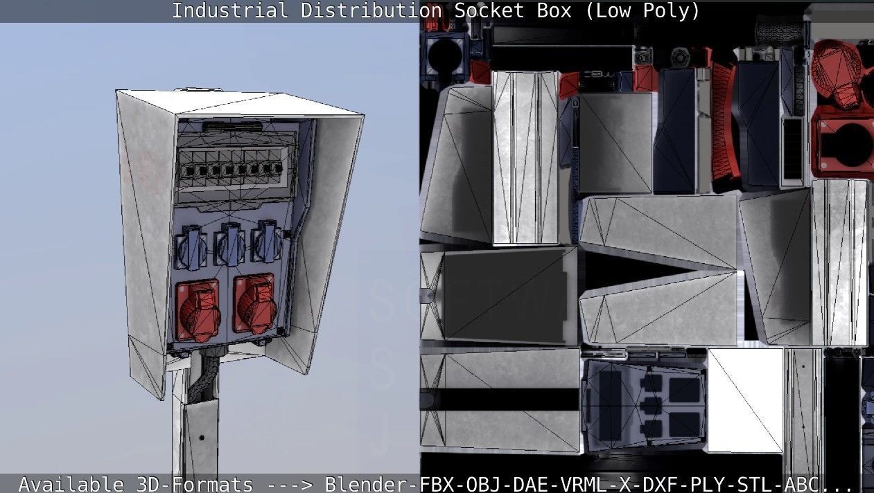 Industrial Distribution Socket Box High and  Low-Poly 3D Model Collection_17
