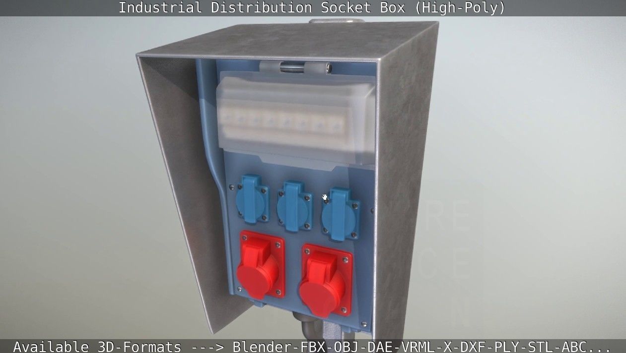 Industrial Distribution Socket Box High and  Low-Poly 3D Model Collection_20