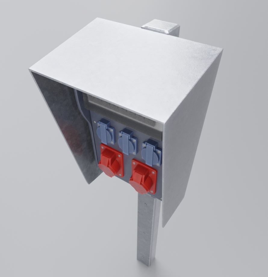 Industrial Distribution Socket Box High and  Low-Poly 3D Model Collection_6