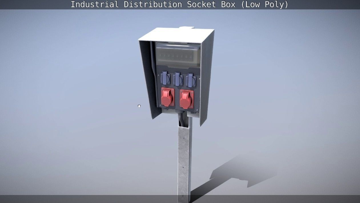Industrial Distribution Socket Box High and  Low-Poly 3D Model Collection_8