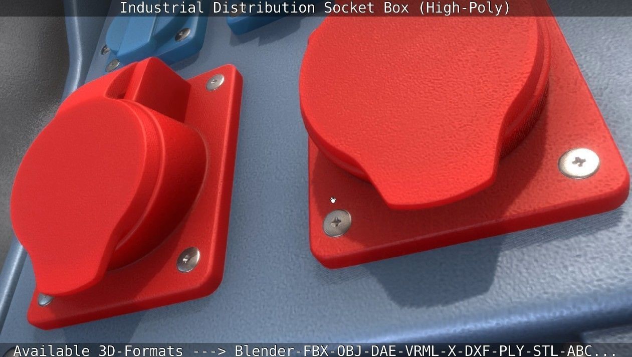 Industrial Distribution Socket Box High and  Low-Poly 3D Model Collection_24