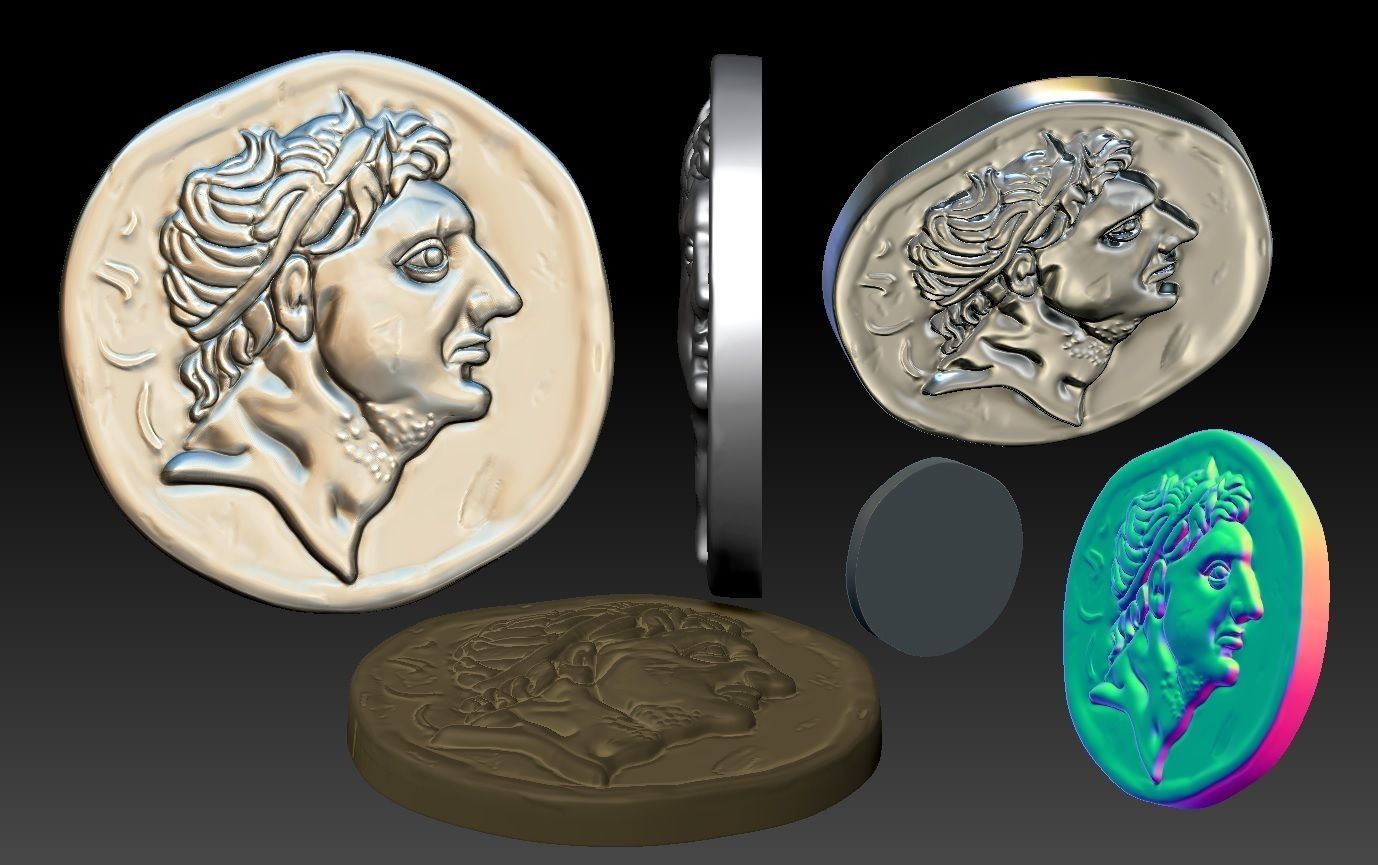 coins coin with head of man 3D print model_2