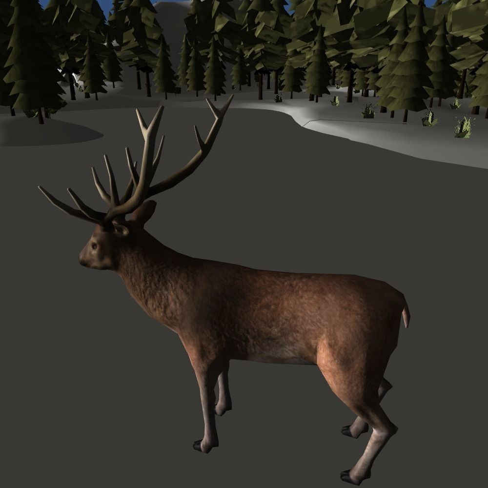 Wild boar and deer Low-poly 3D model_5