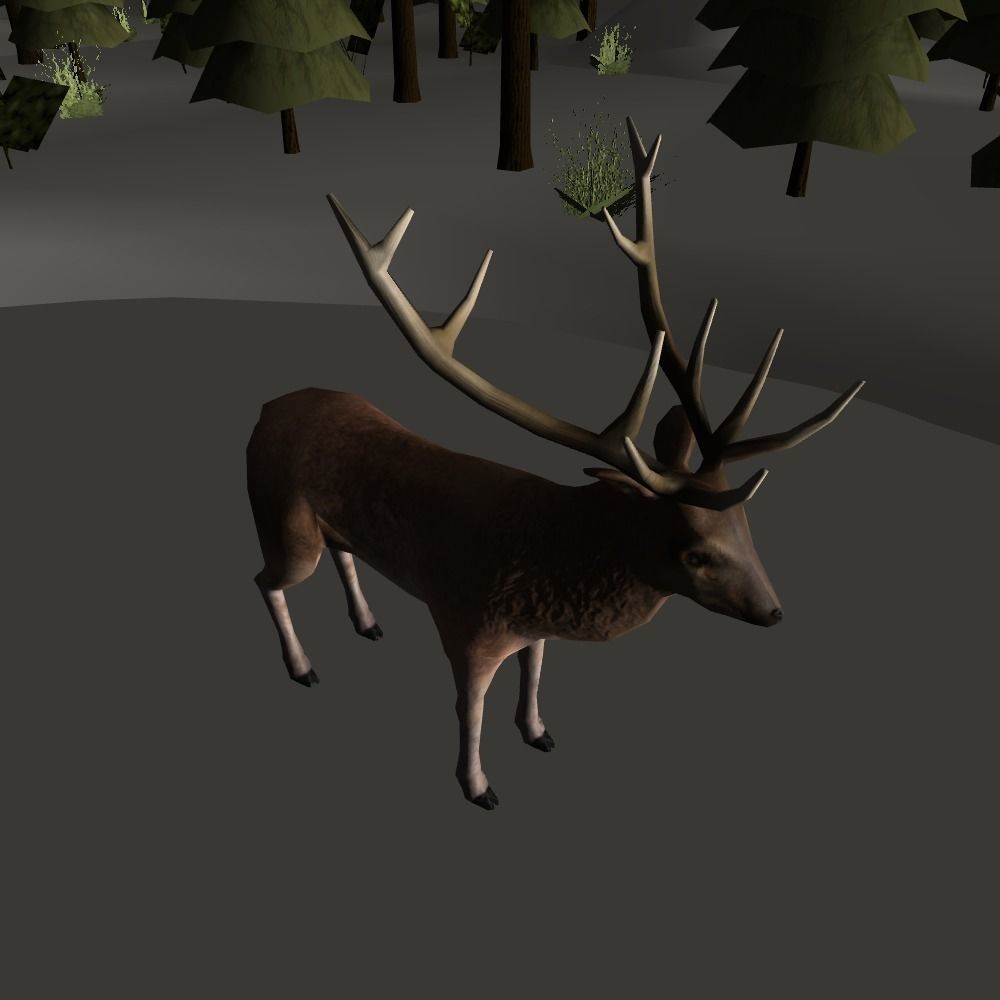 Wild boar and deer Low-poly 3D model_4