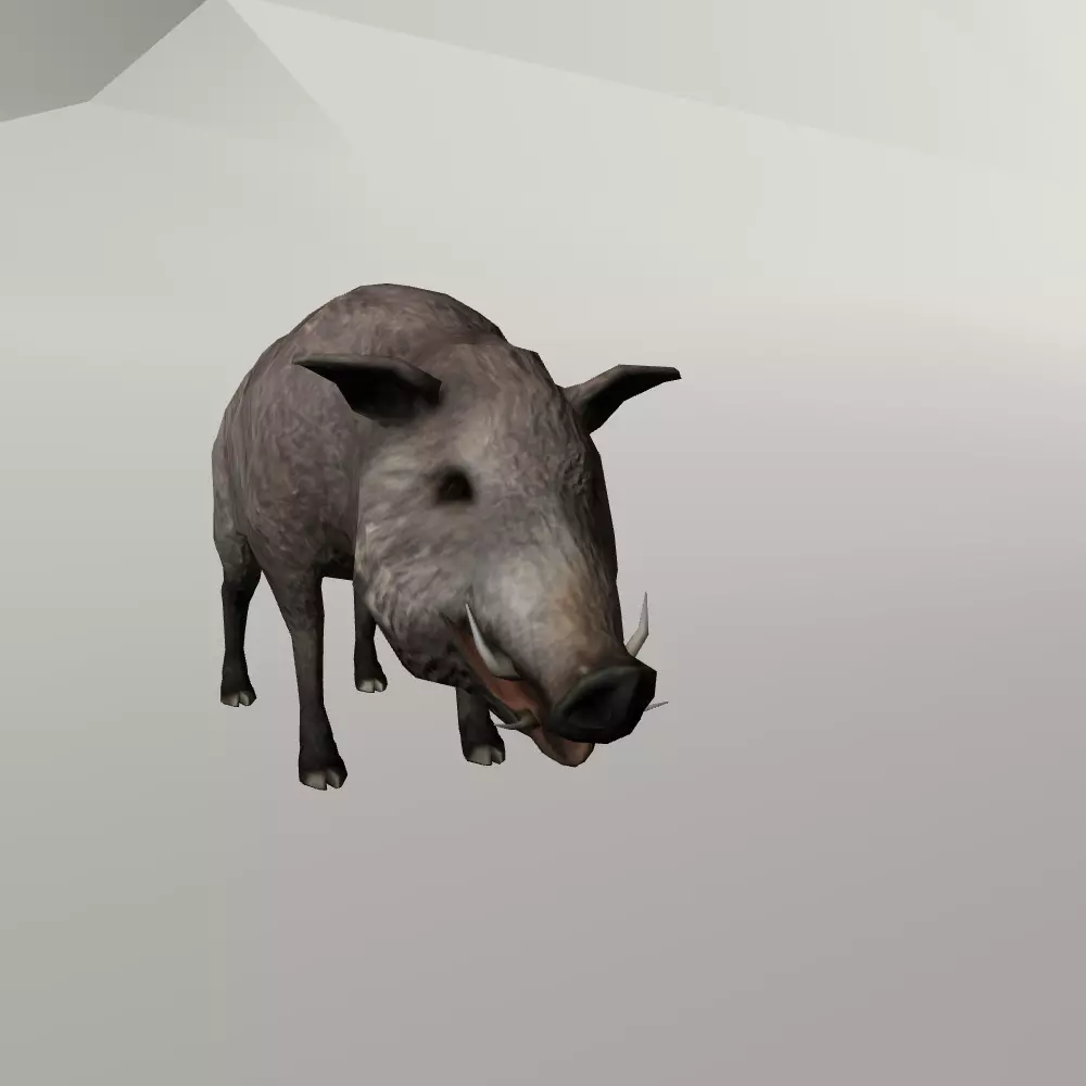 Wild boar and deer Low-poly 3D model_0