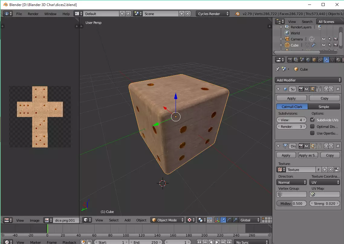 Dice in Blander Free 3D model_0