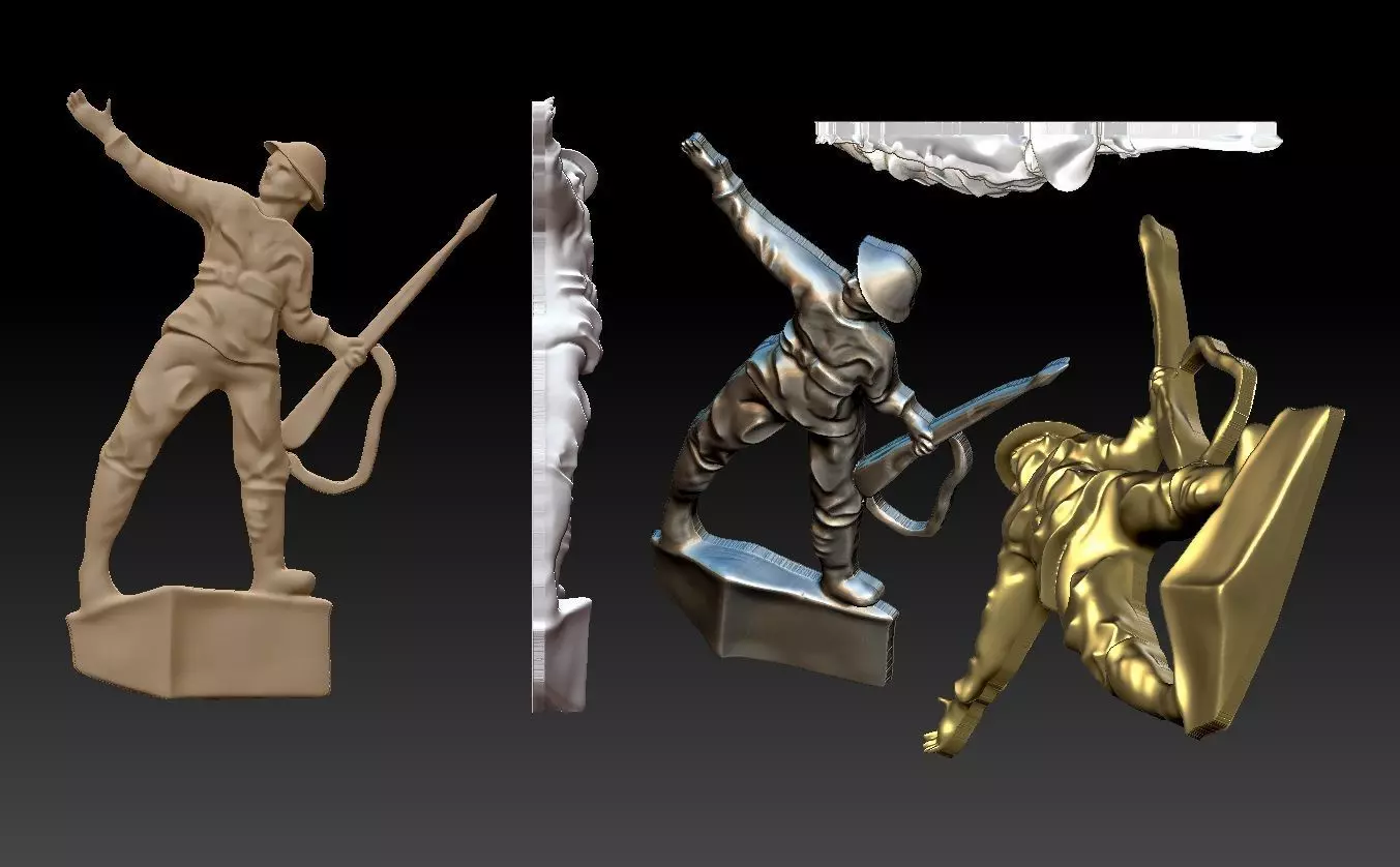 asker statue of soldier with rifle 3D print model_0