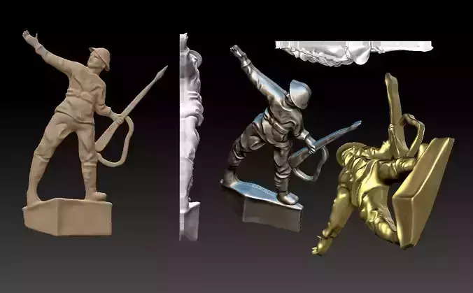 asker statue of soldier with rifle 3D print model