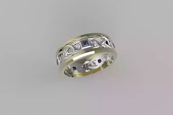 celtic male band ring with stone