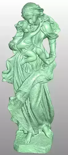 Madonna statue of woman holding child