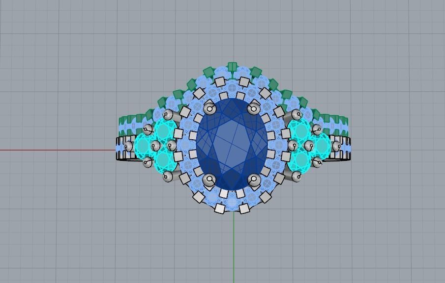 Rings gold and diamond ring with garnet stone 3D print model_4