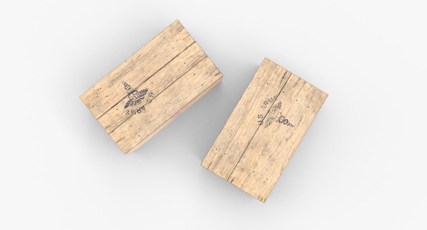 US First Aids Wooden Boxes WWII Low-poly 3D model_16