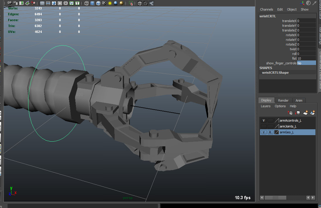 Robot Mechanic Arm - style three 3D model_3