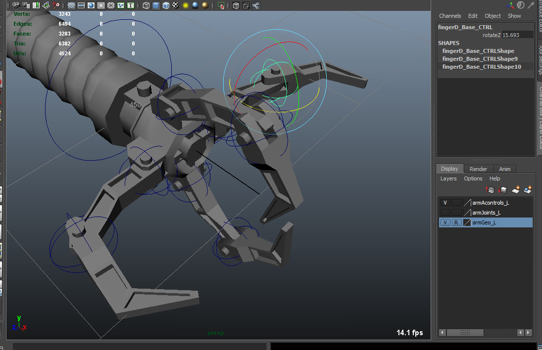 Robot Mechanic Arm - style three 3D model_4