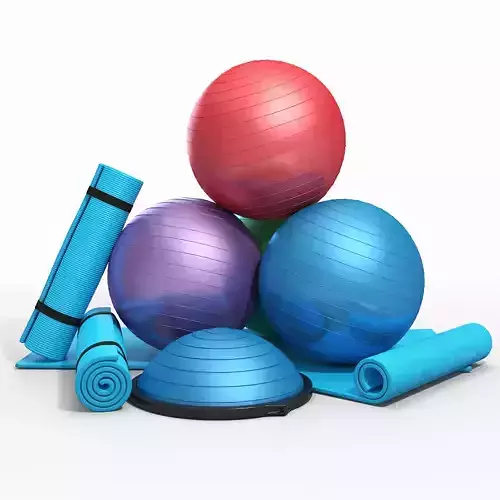 Fitness equipment set 3D model
