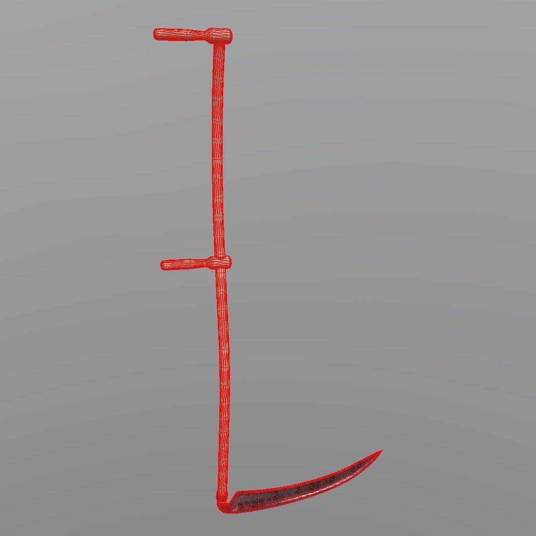 Scythe wooden stick with handle Low-poly 3D model_9