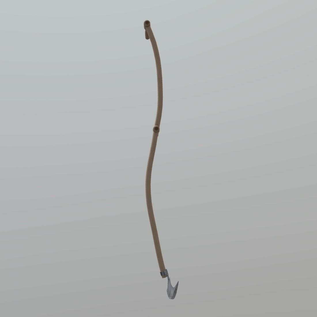 Scythe wooden stick with handle Low-poly 3D model_4