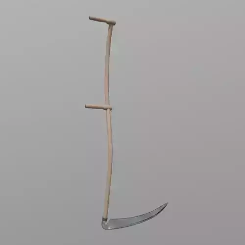 Scythe wooden stick with handle Low-poly 3D model