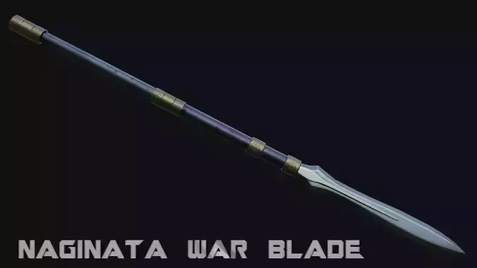 Naginata War Blade Low-poly 3D model
