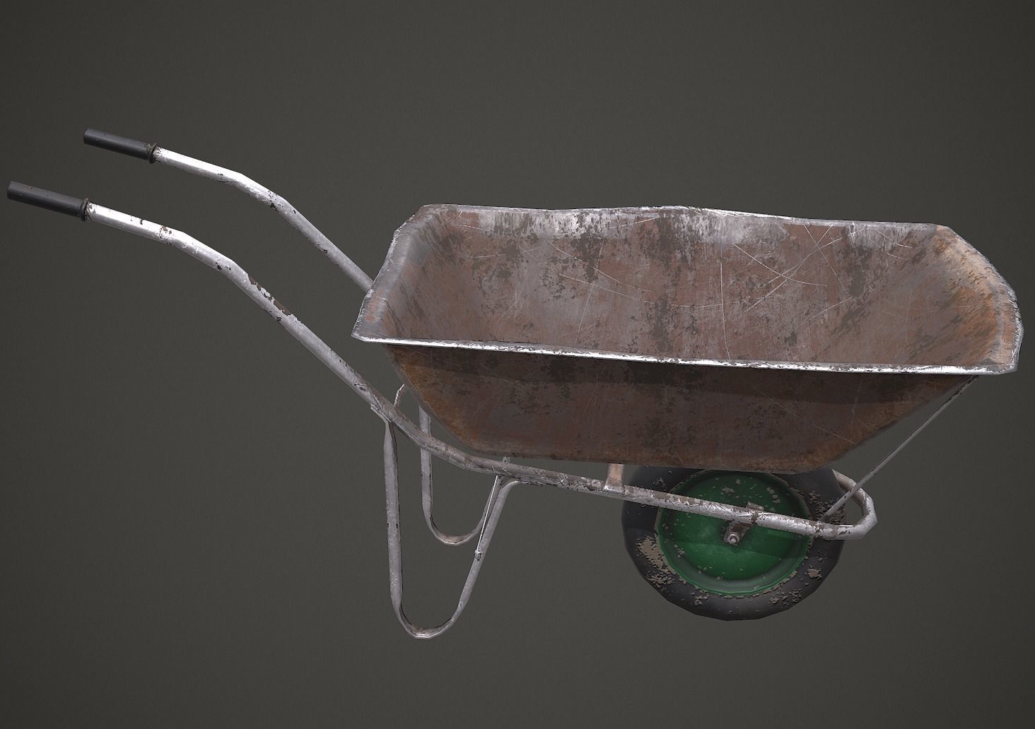 Old Wheelbarrow PBR Low Poly Low-poly 3D model_4