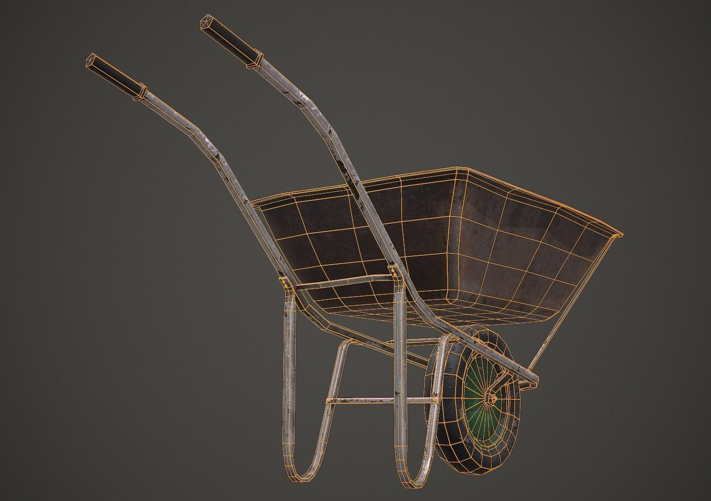 Old Wheelbarrow PBR Low Poly Low-poly 3D model_8