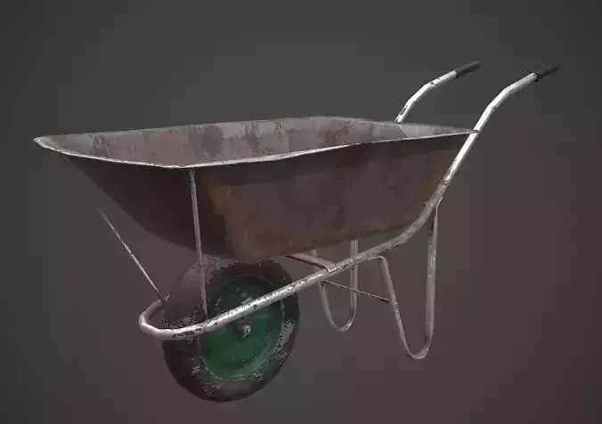 Old Wheelbarrow PBR Low Poly Low-poly 3D model