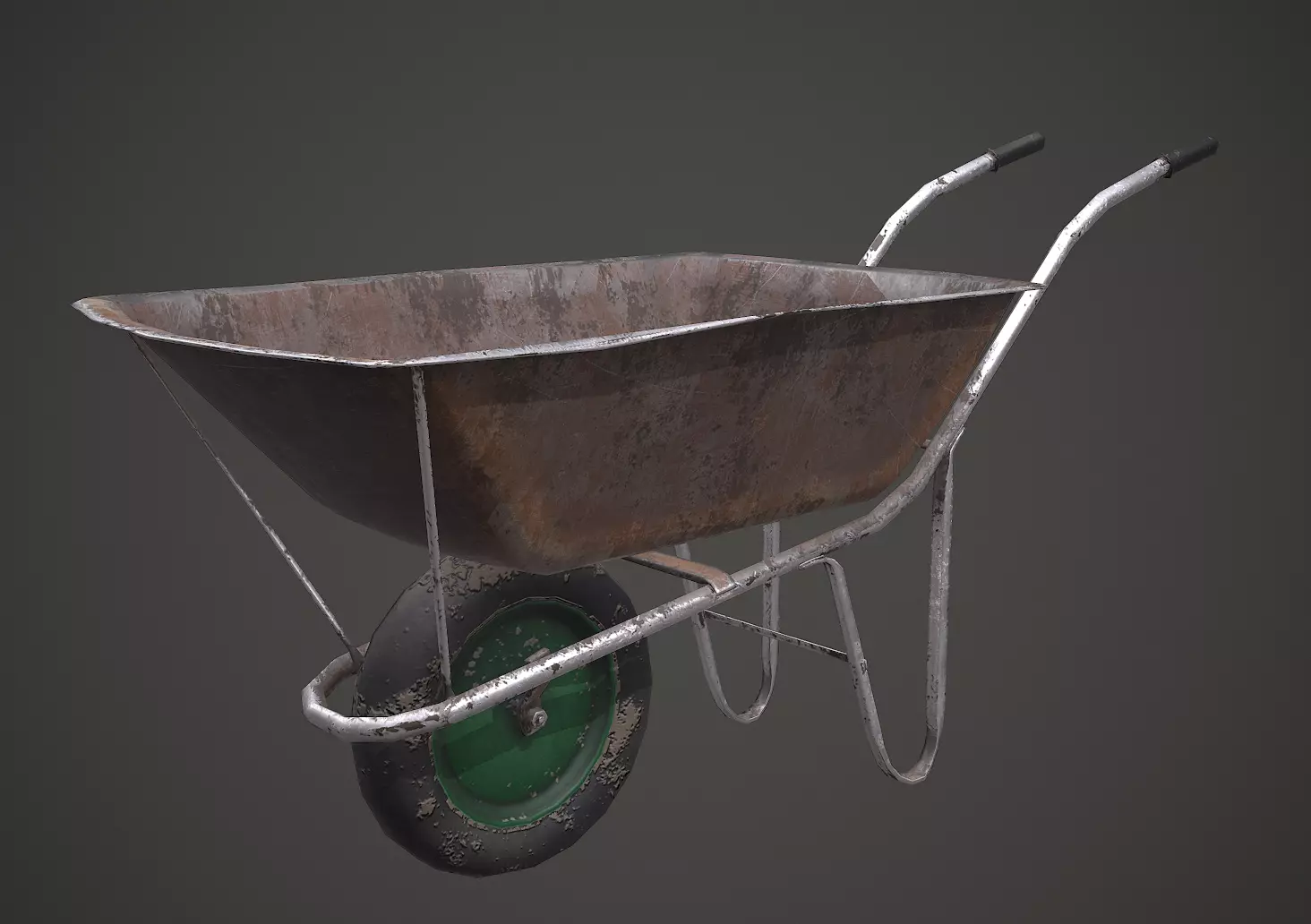 Old Wheelbarrow PBR Low Poly Low-poly 3D model_0