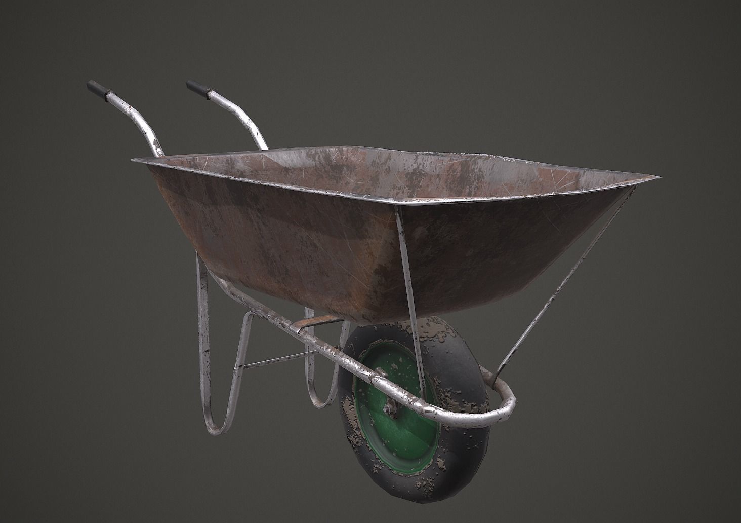 Old Wheelbarrow PBR Low Poly Low-poly 3D model_5