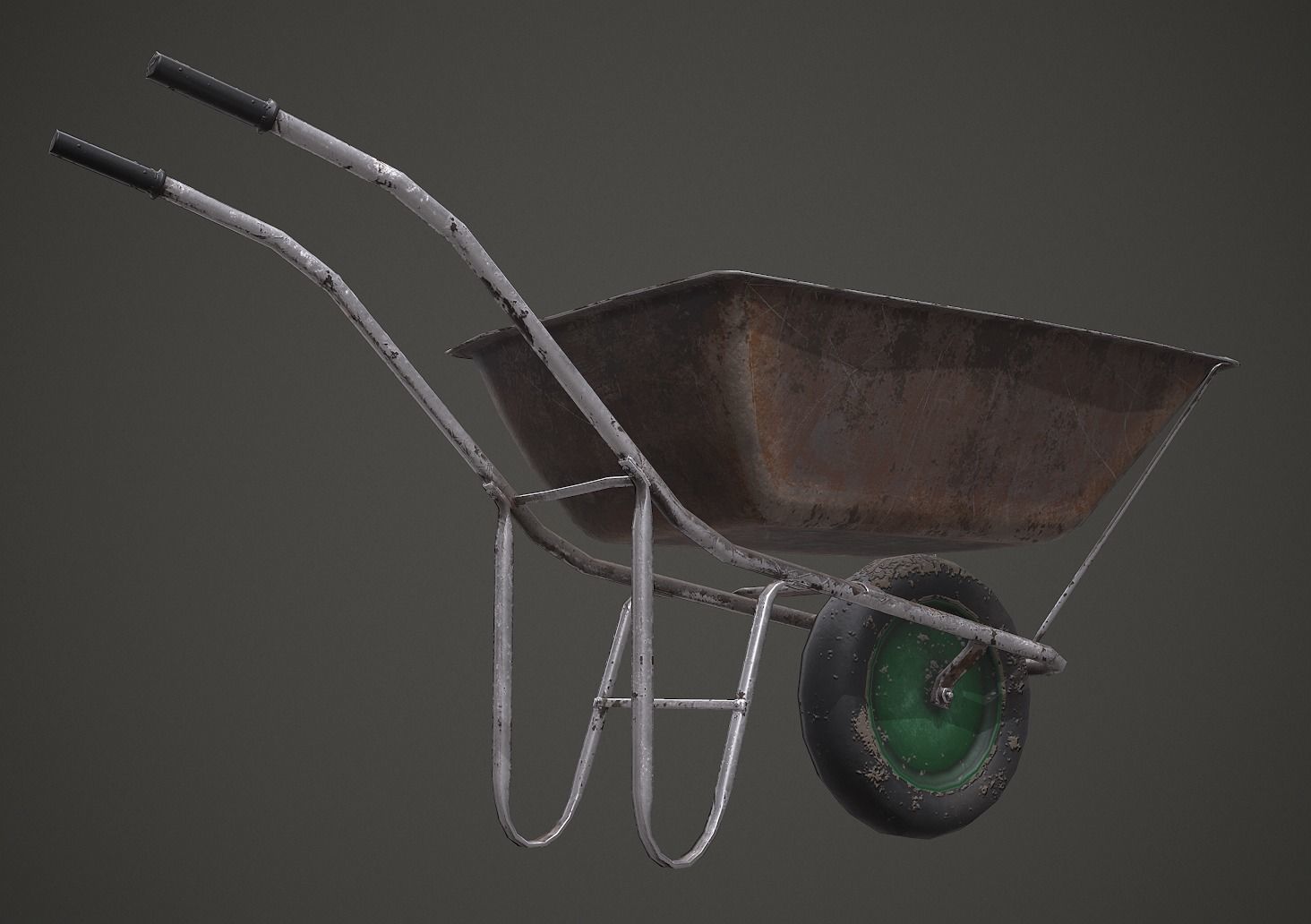 Old Wheelbarrow PBR Low Poly Low-poly 3D model_3