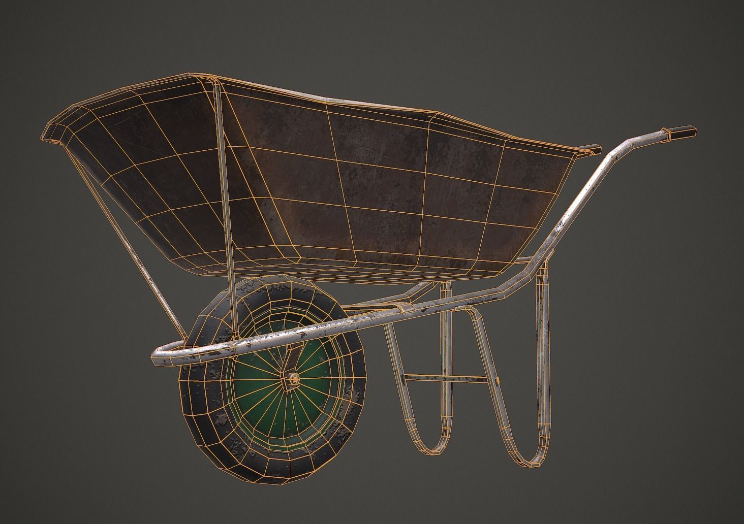 Old Wheelbarrow PBR Low Poly Low-poly 3D model_6