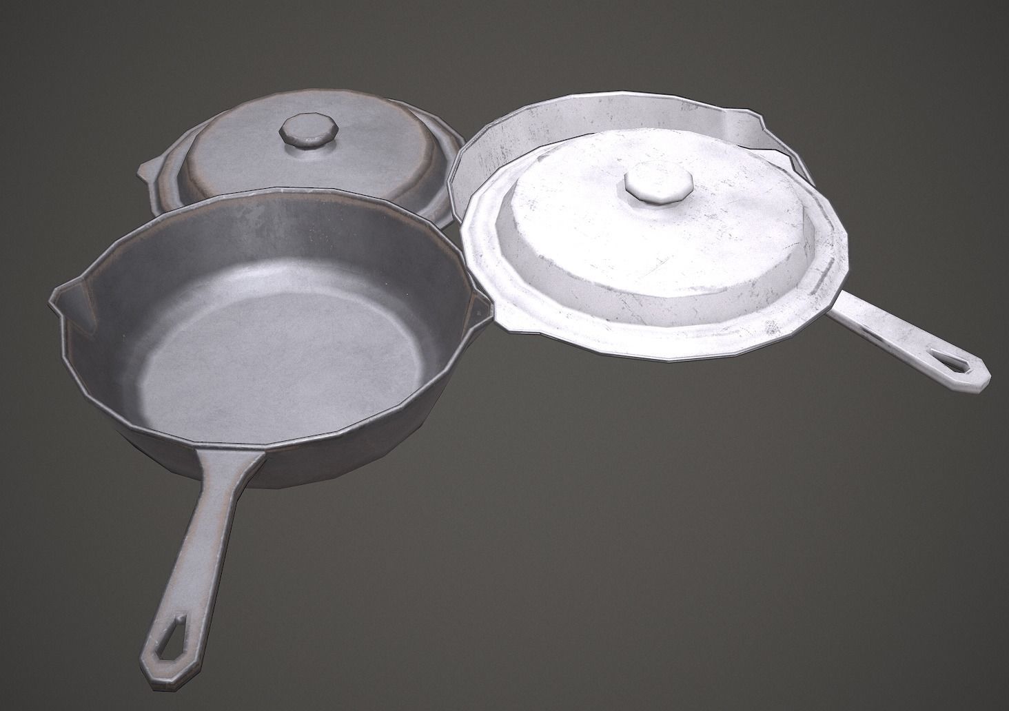 USSR Old Pan PBR Low Poly Low-poly 3D model_1