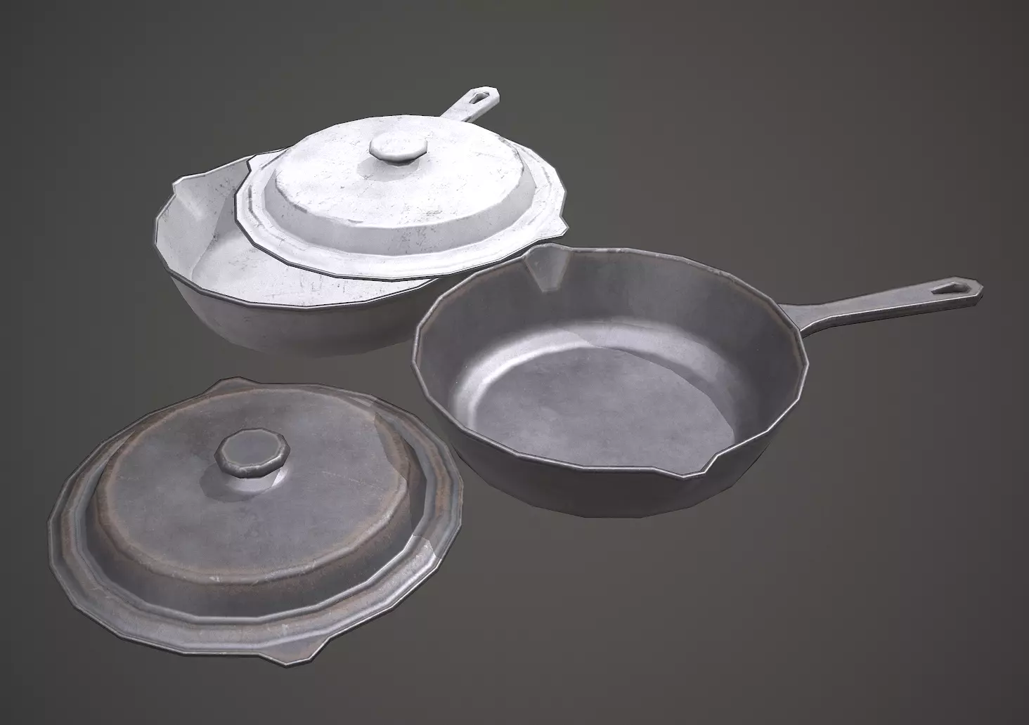 USSR Old Pan PBR Low Poly Low-poly 3D model_0